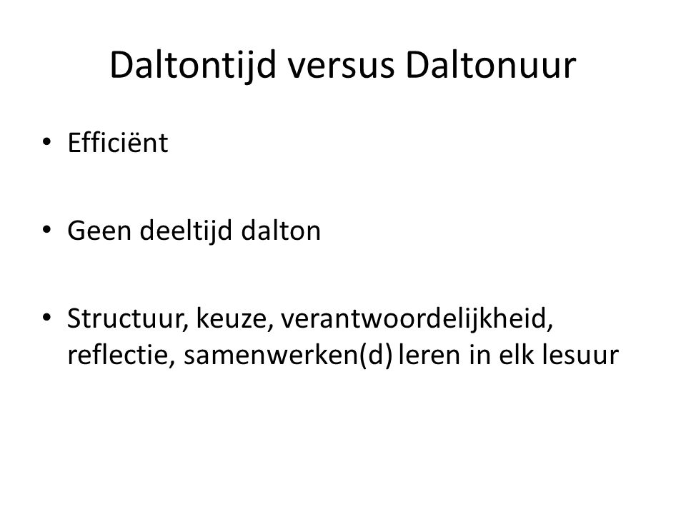 Daltontijd versus Daltonuur