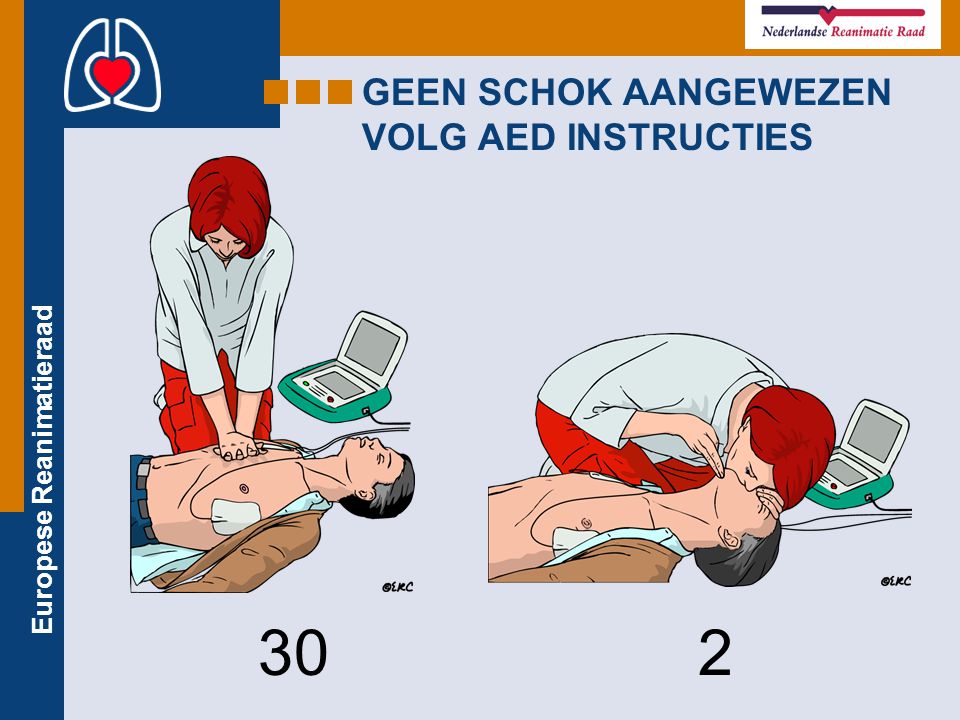 GEEN SCHOK AANGEWEZEN VOLG AED INSTRUCTIES