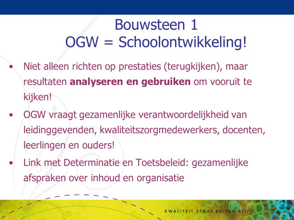 Bouwsteen 1 OGW = Schoolontwikkeling!