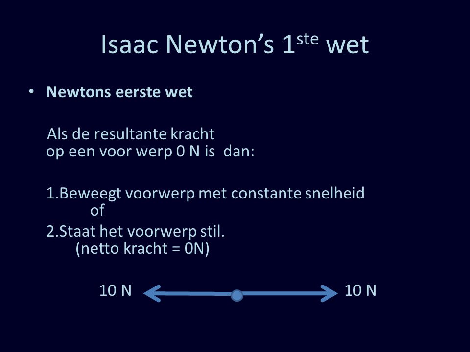 Isaac Newton’s 1ste wet Newtons eerste wet