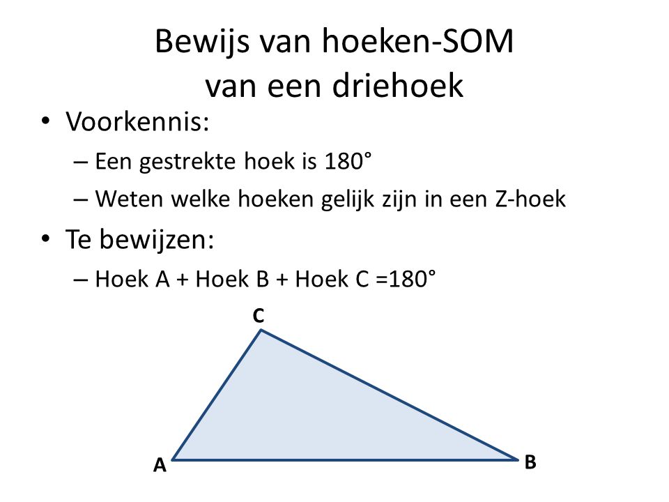 Bewijs van hoeken-SOM van een driehoek