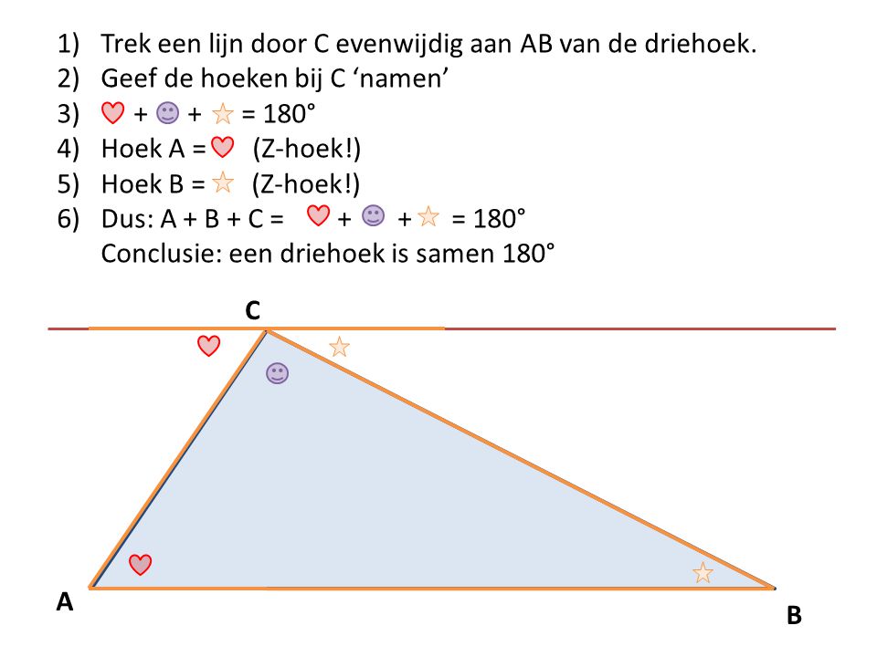 Trek een lijn door C evenwijdig aan AB van de driehoek.