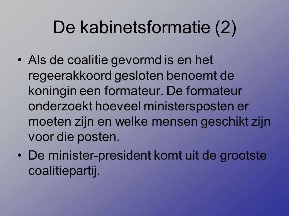 De kabinetsformatie (2)