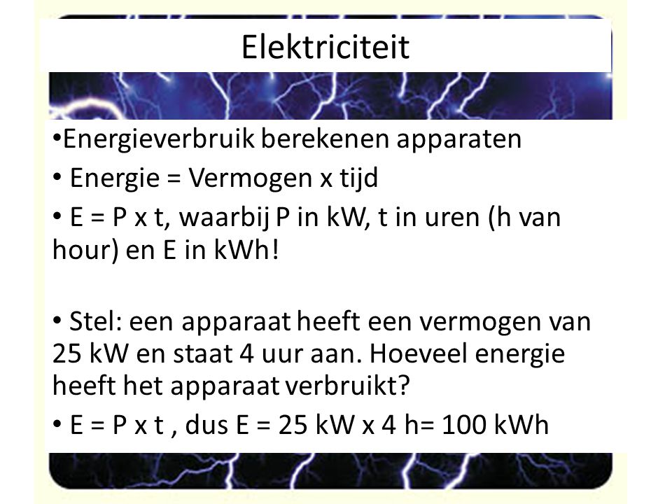 Elektriciteit Energieverbruik berekenen apparaten