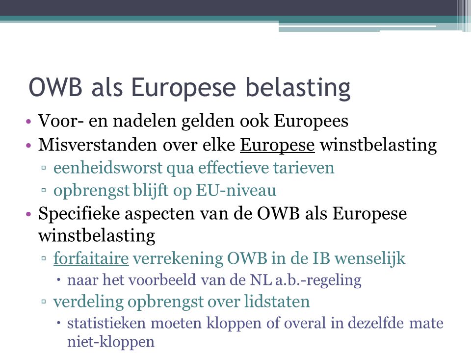 OWB als Europese belasting