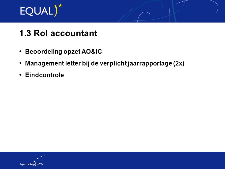 1.3 Rol accountant Beoordeling opzet AO&IC