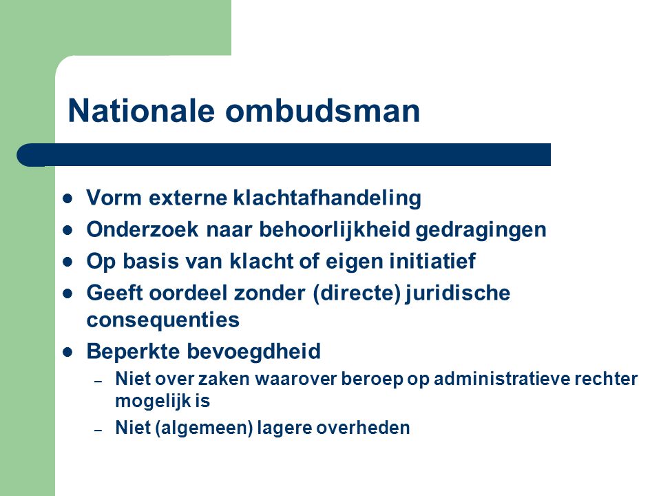 Nationale ombudsman Vorm externe klachtafhandeling