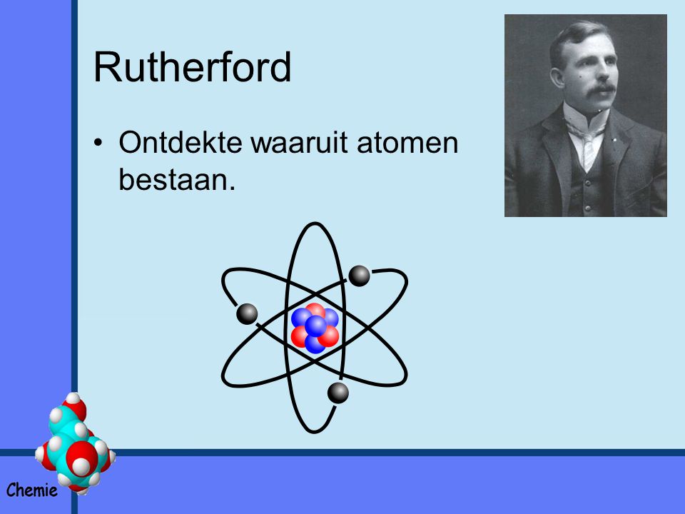 Rutherford Ontdekte waaruit atomen bestaan.
