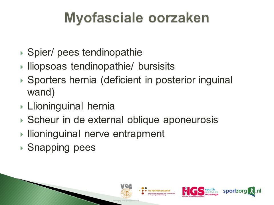 Myofasciale oorzaken Spier/ pees tendinopathie