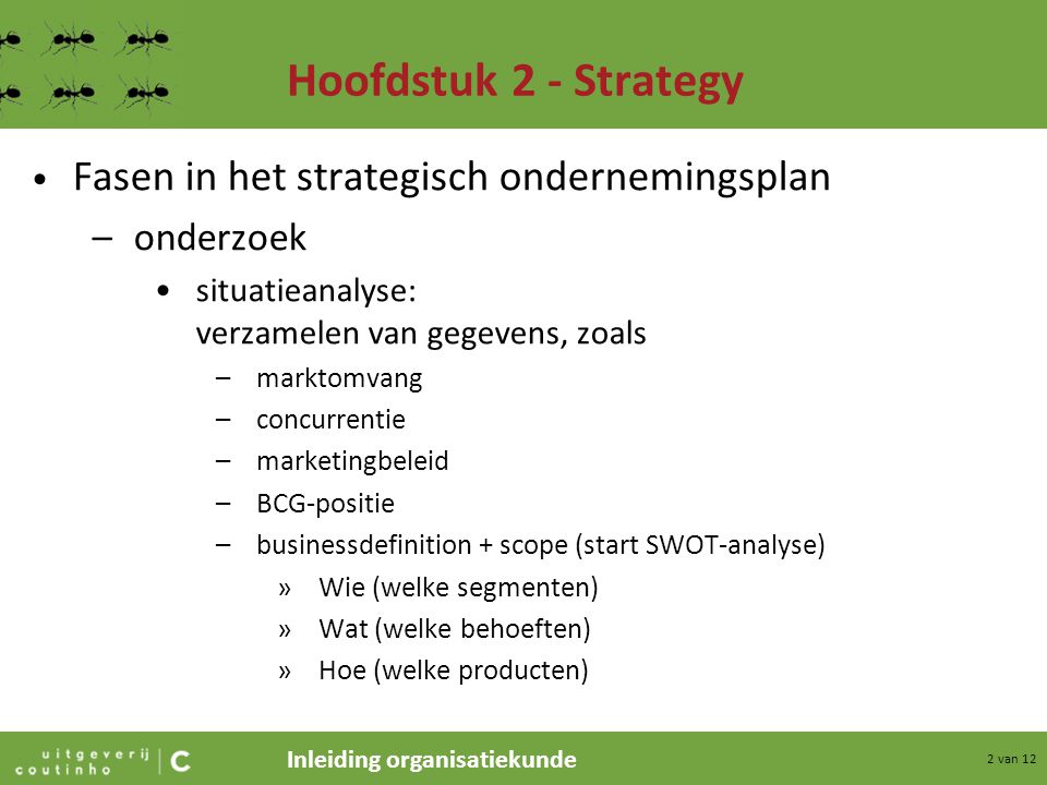 Hoofdstuk 2 - Strategy Fasen in het strategisch ondernemingsplan