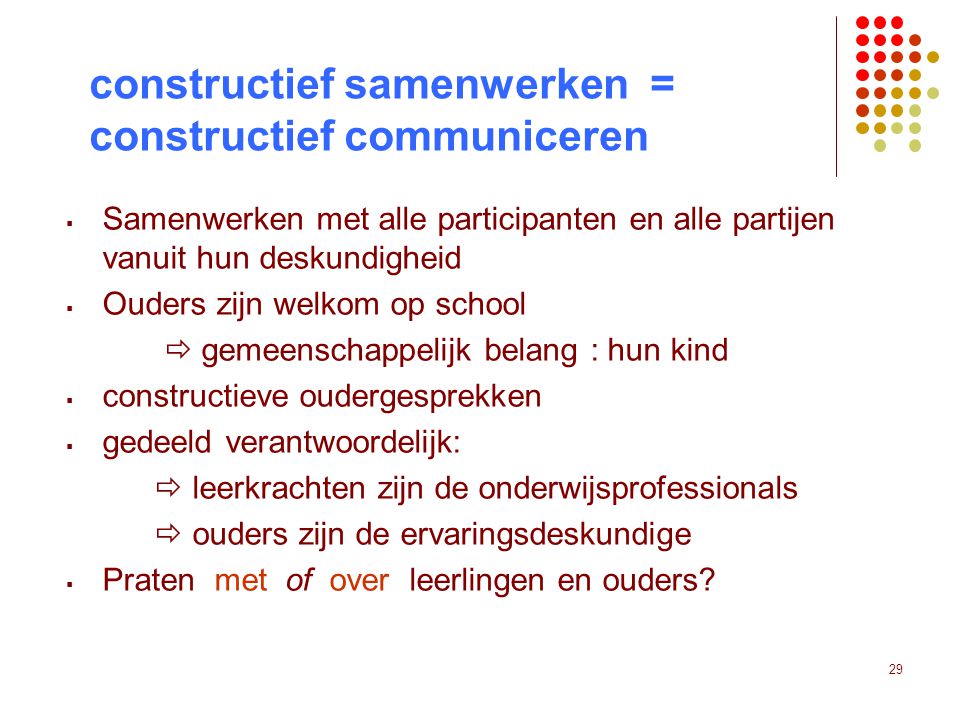constructief samenwerken = constructief communiceren