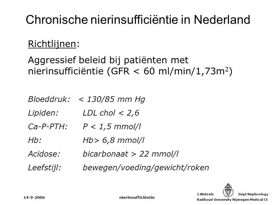 Chronische nierinsufficiëntie in Nederland