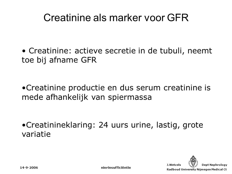Creatinine als marker voor GFR