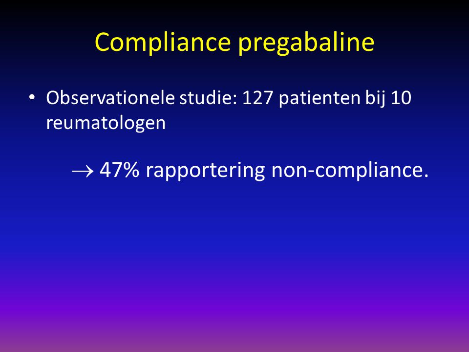 Compliance pregabaline
