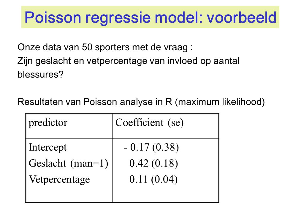 Poisson regressie model: voorbeeld