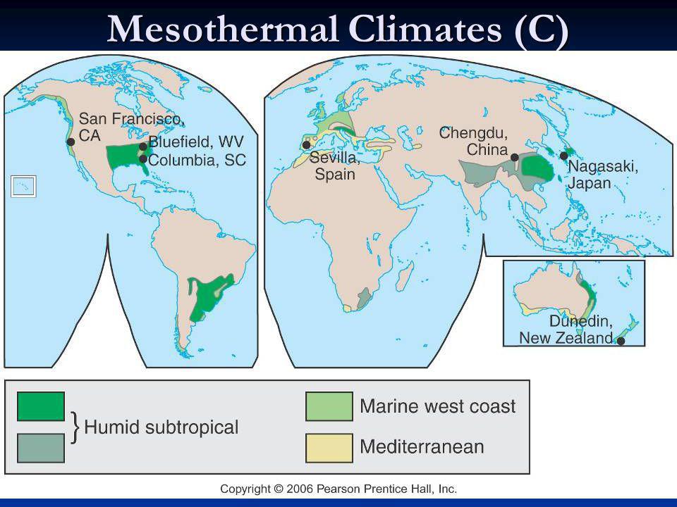 Mesothermal Climates (C)