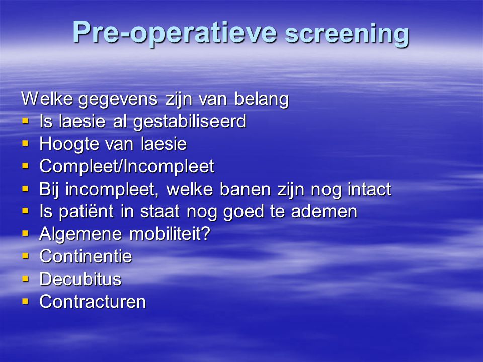 Pre-operatieve screening