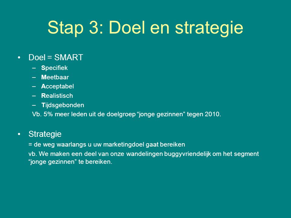 Stap 3: Doel en strategie