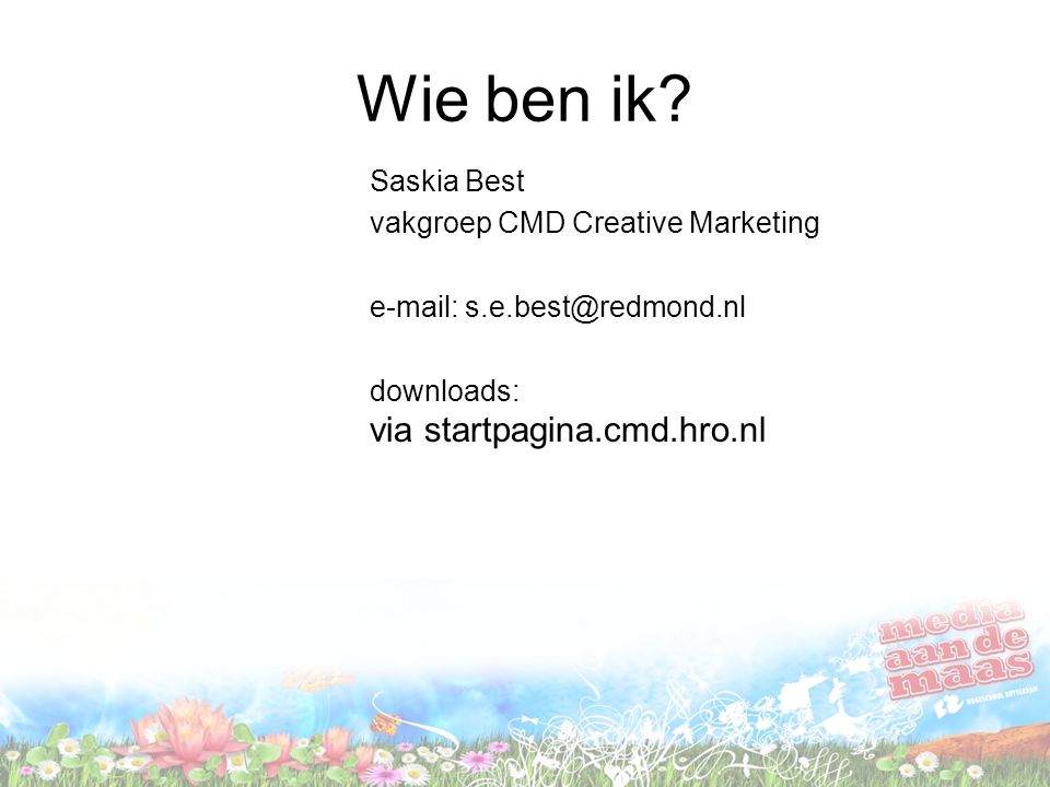 Wie ben ik Saskia Best vakgroep CMD Creative Marketing