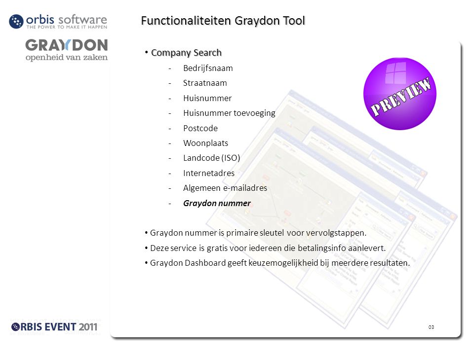 Functionaliteiten Graydon Tool