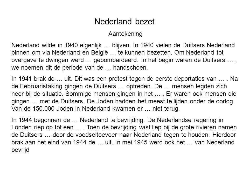 Nederland bezet Aantekening