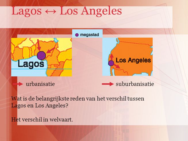 Lagos ↔ Los Angeles suburbanisatie