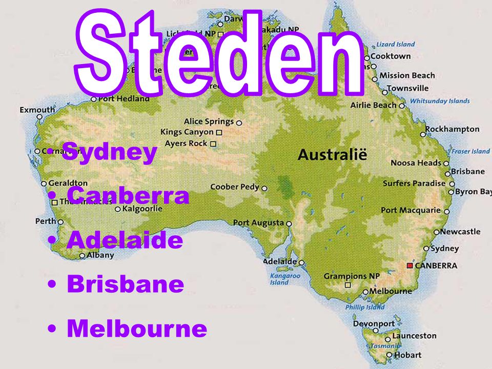 Steden Sydney Canberra Adelaide Brisbane Melbourne