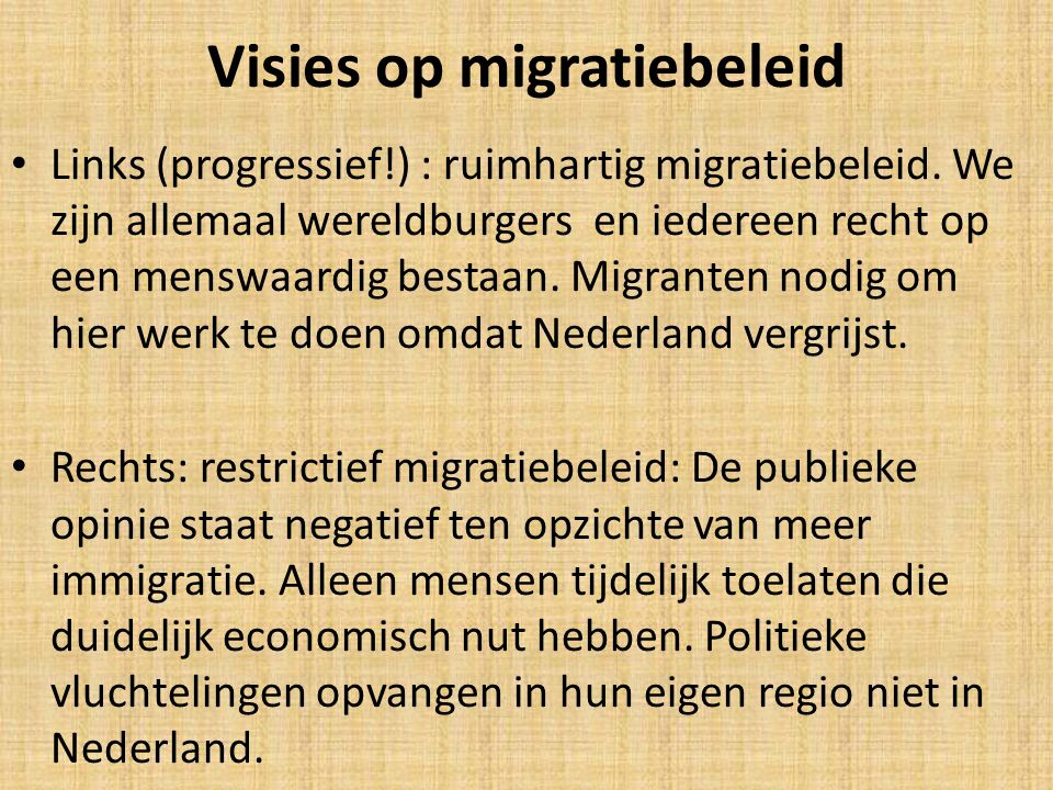 Visies op migratiebeleid