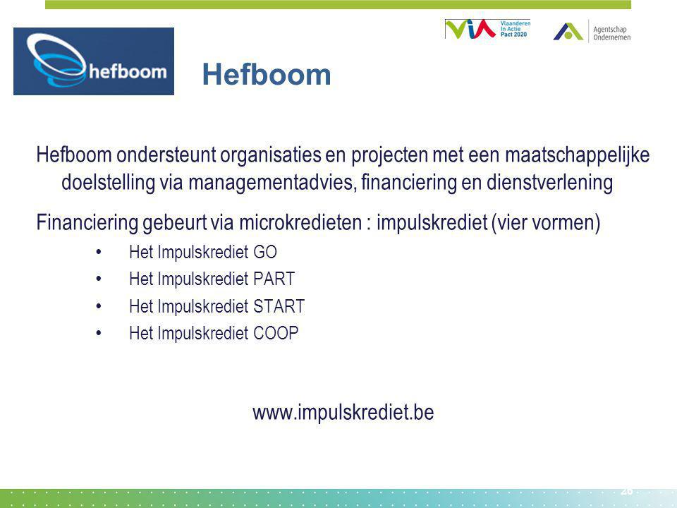 Hefboom Hefboom ondersteunt organisaties en projecten met een maatschappelijke doelstelling via managementadvies, financiering en dienstverlening.