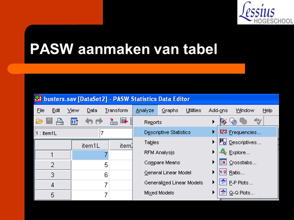 PASW aanmaken van tabel