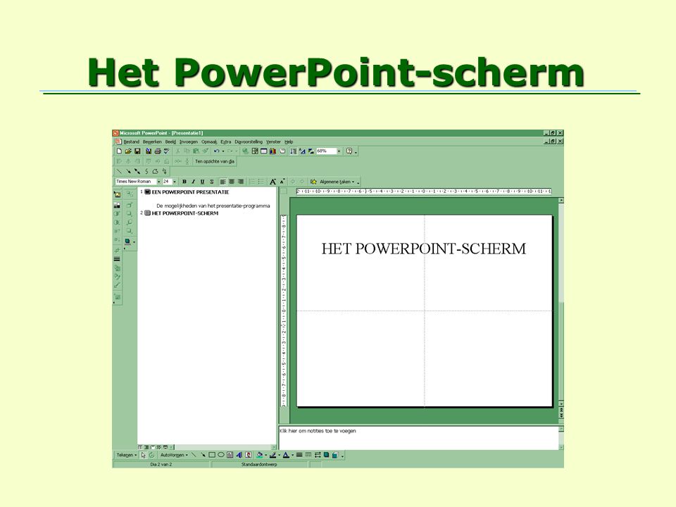 Het PowerPoint-scherm
