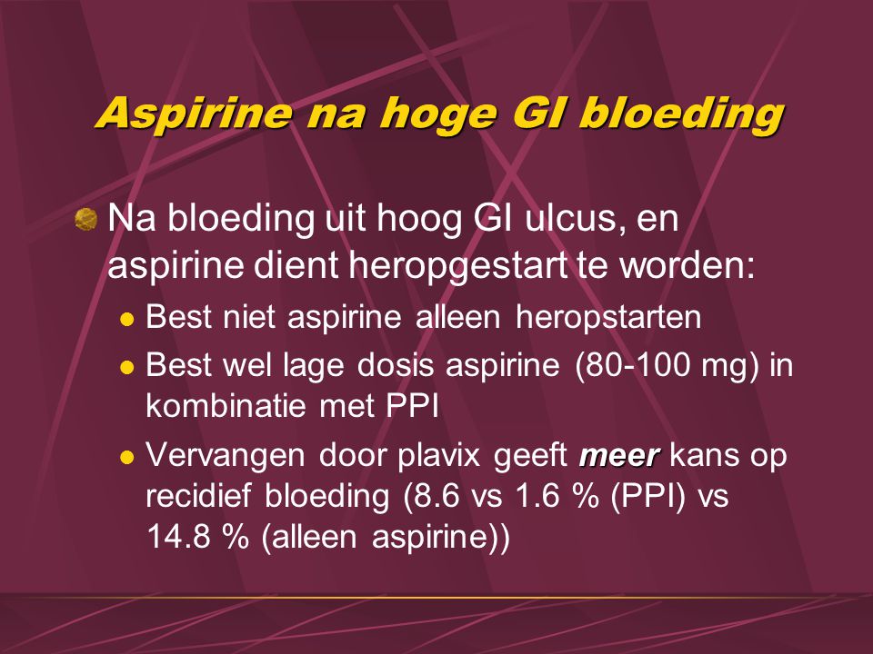 Aspirine na hoge GI bloeding