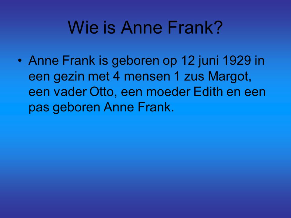 Wie is Anne Frank
