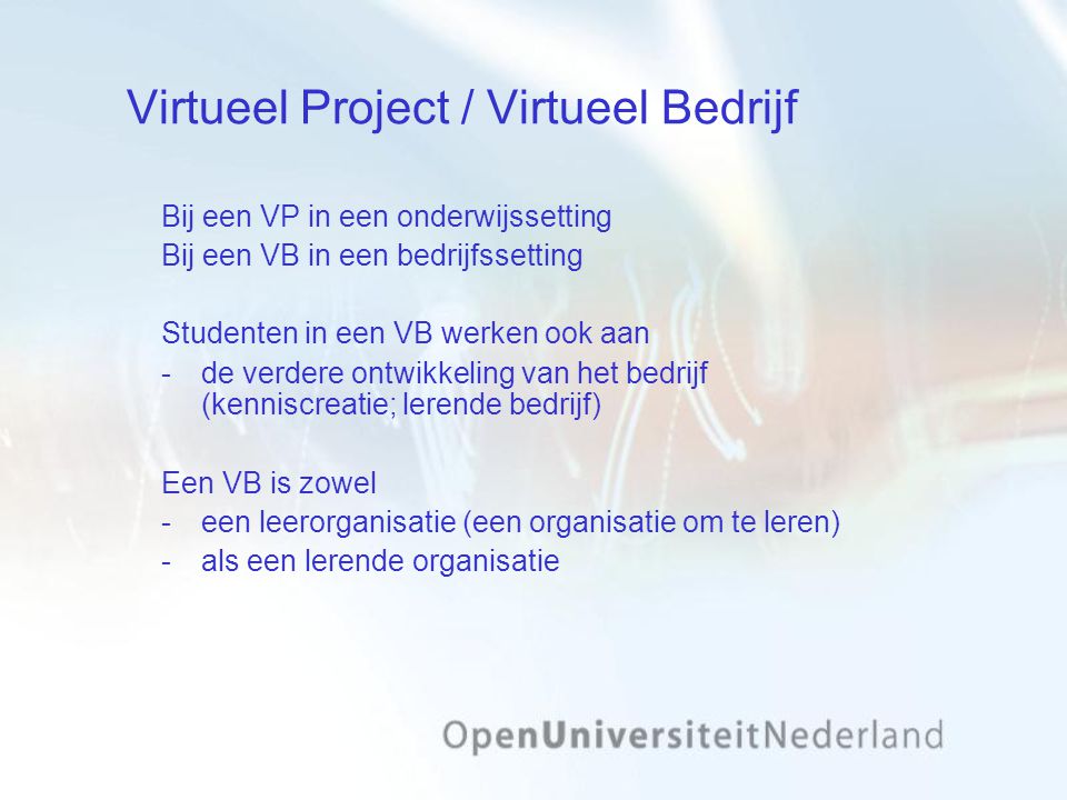 Virtueel Project / Virtueel Bedrijf