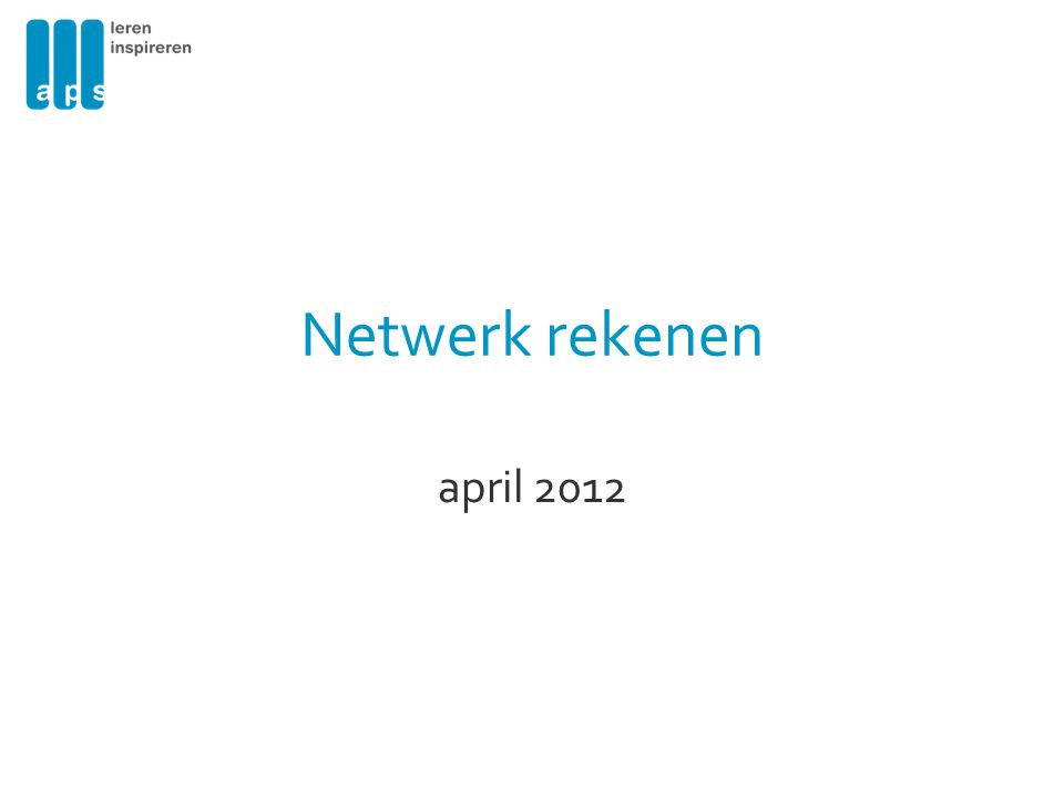 Netwerk rekenen april 2012
