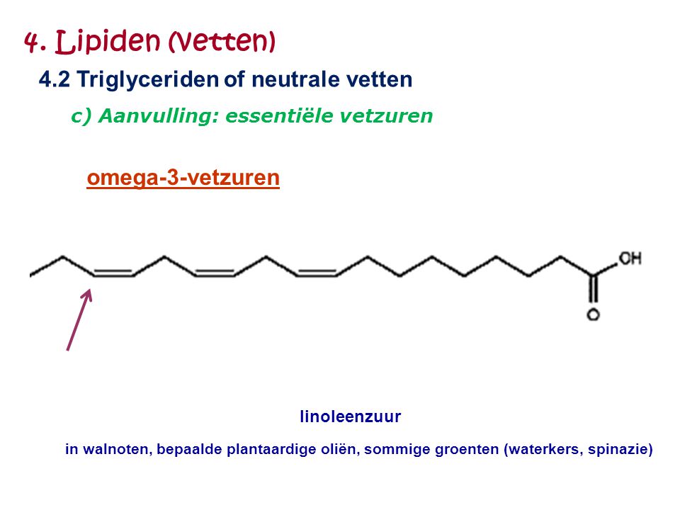 4. Lipiden (vetten) 4.2 Triglyceriden of neutrale vetten