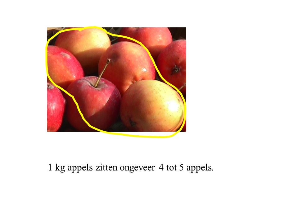 1 kg appels zitten ongeveer 4 tot 5 appels.