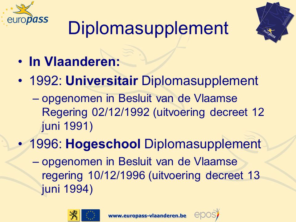 Diplomasupplement In Vlaanderen: 1992: Universitair Diplomasupplement