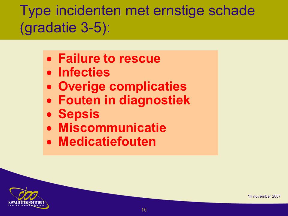 Type incidenten met ernstige schade (gradatie 3-5):
