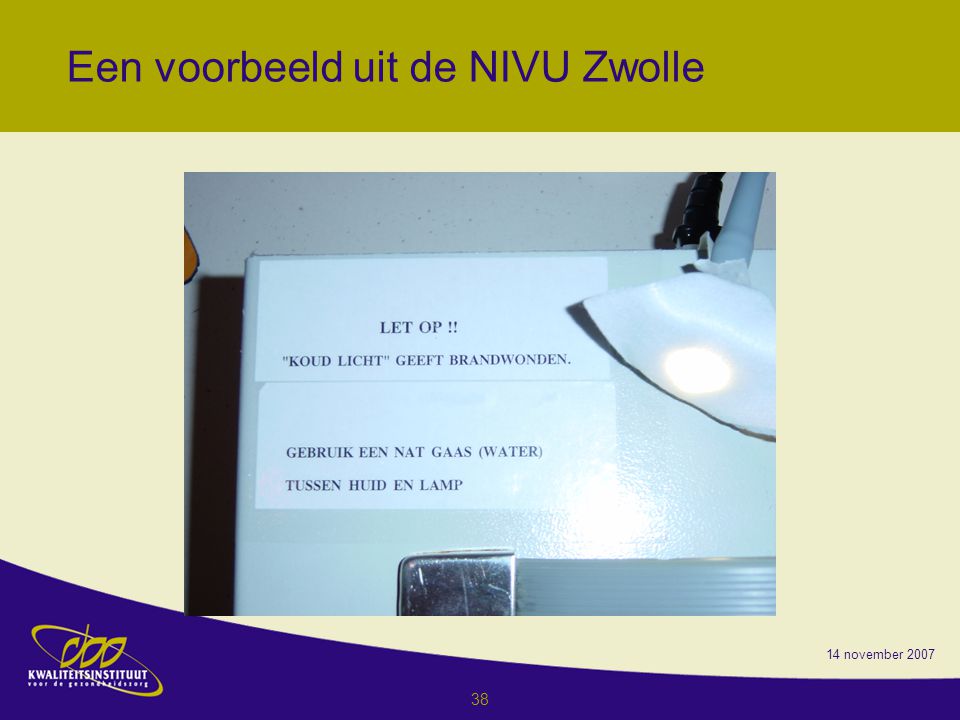 Een voorbeeld uit de NIVU Zwolle