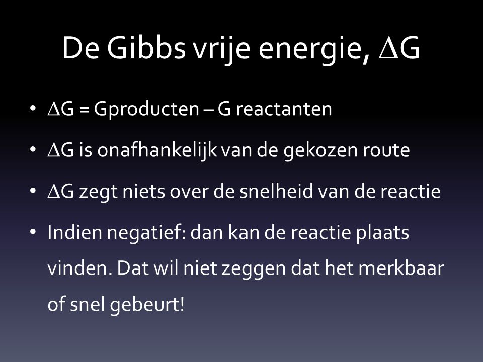 De Gibbs vrije energie, DG