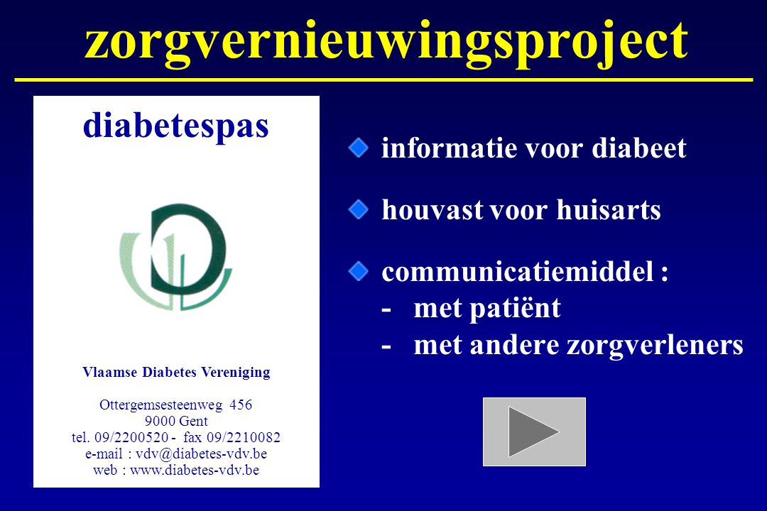 zorgvernieuwingsproject Vlaamse Diabetes Vereniging