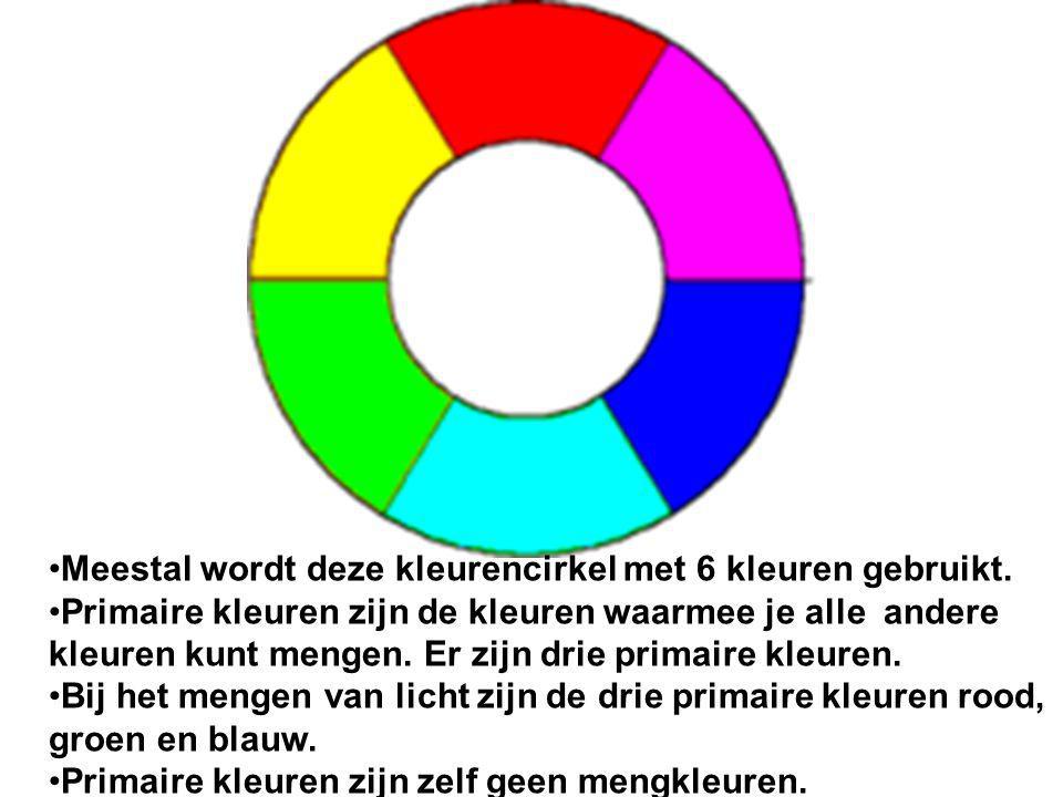Meestal wordt deze kleurencirkel met 6 kleuren gebruikt.