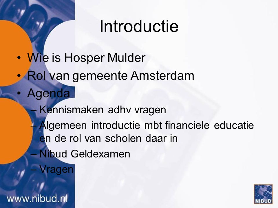 Introductie Wie is Hosper Mulder Rol van gemeente Amsterdam Agenda