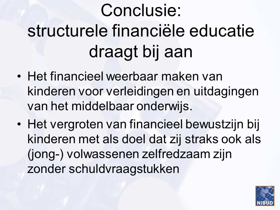 Conclusie: structurele financiële educatie draagt bij aan