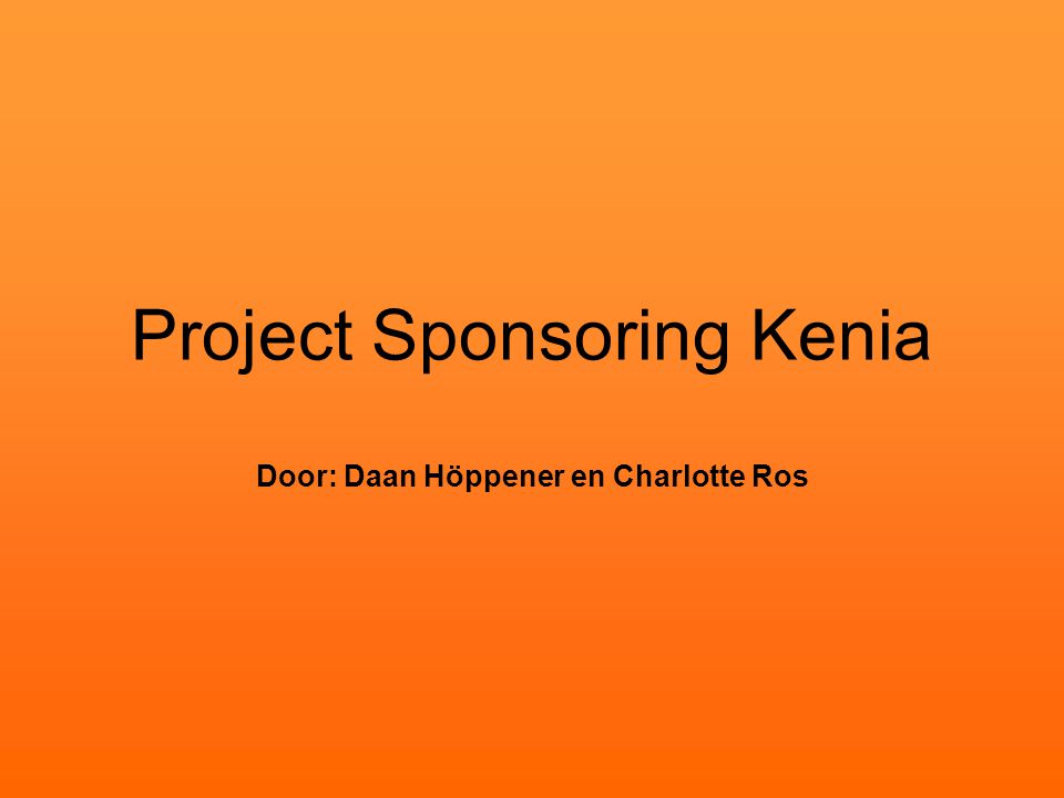 Project Sponsoring Kenia
