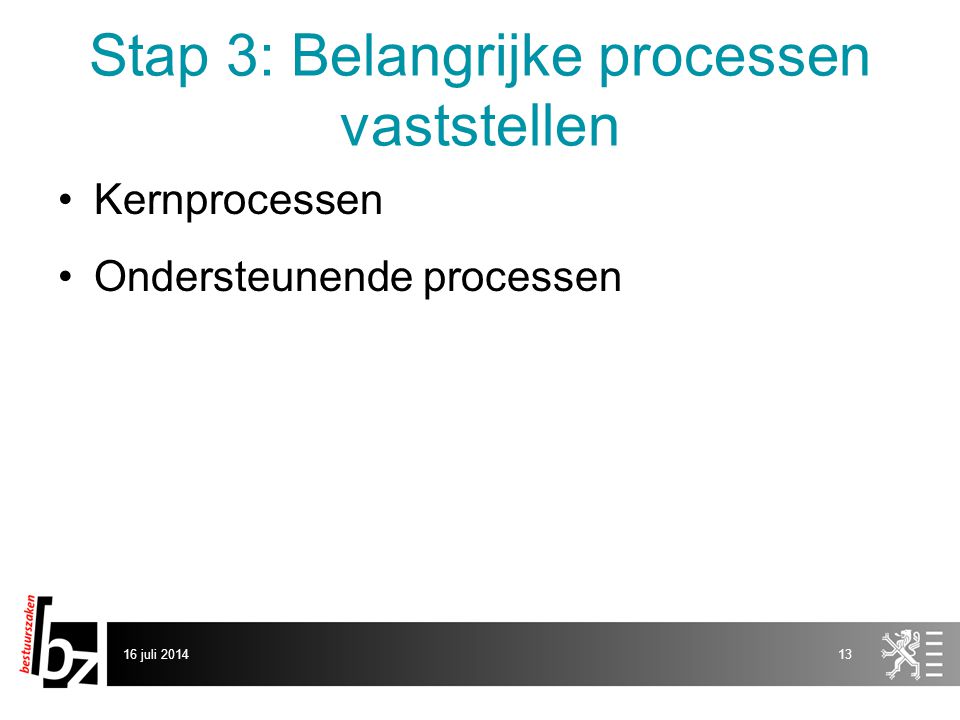 Stap 3: Belangrijke processen vaststellen