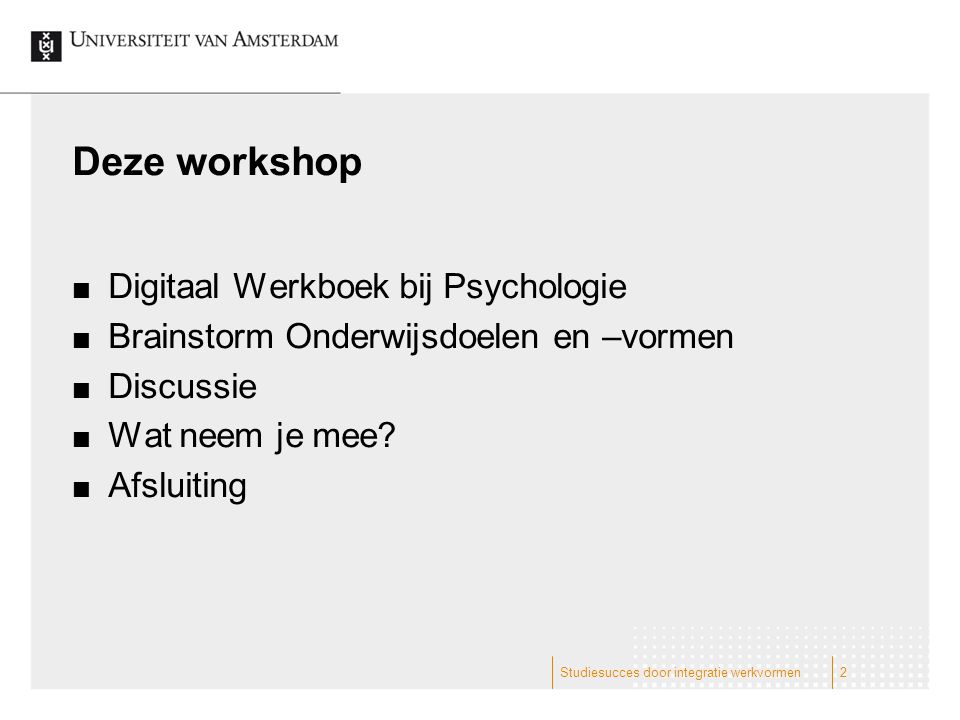 Deze workshop Digitaal Werkboek bij Psychologie