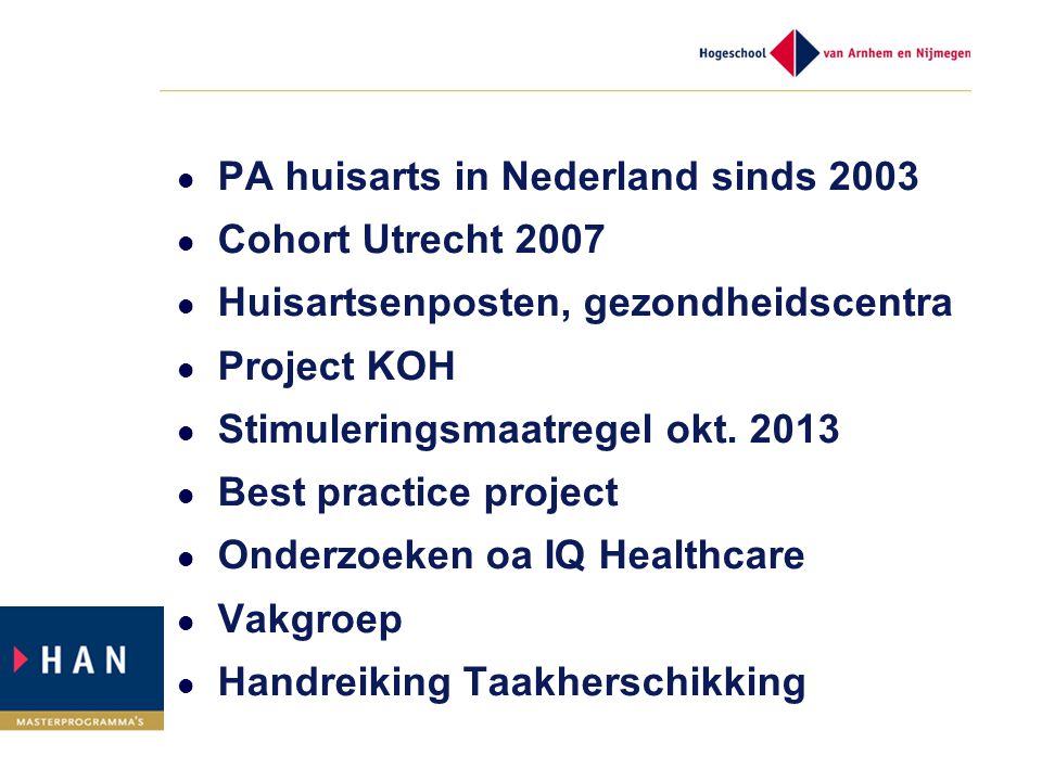 PA huisarts in Nederland sinds 2003