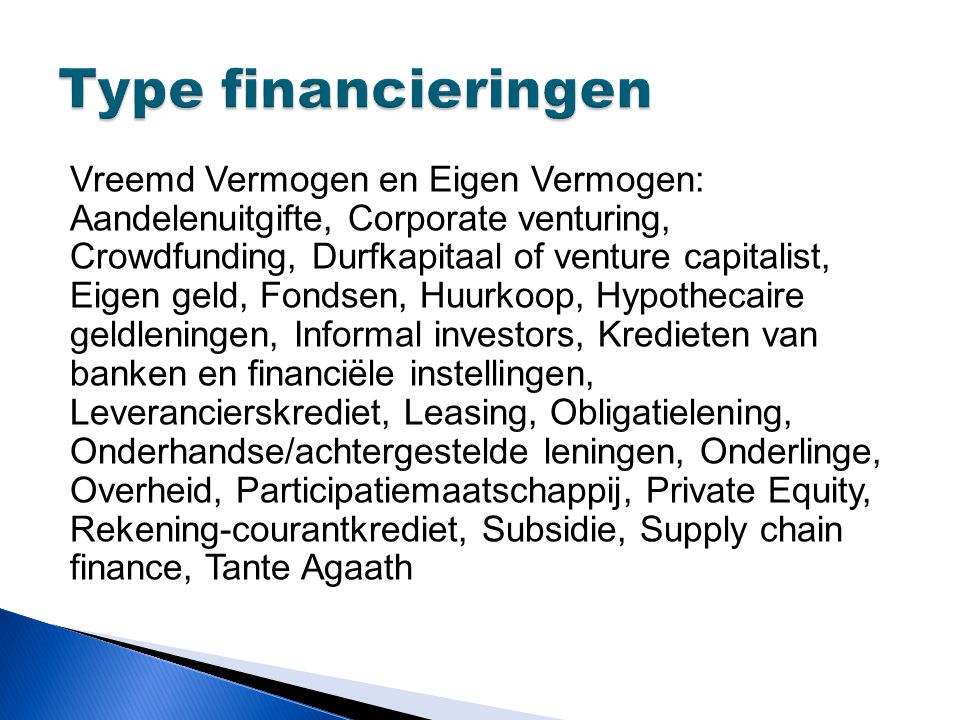Type financieringen
